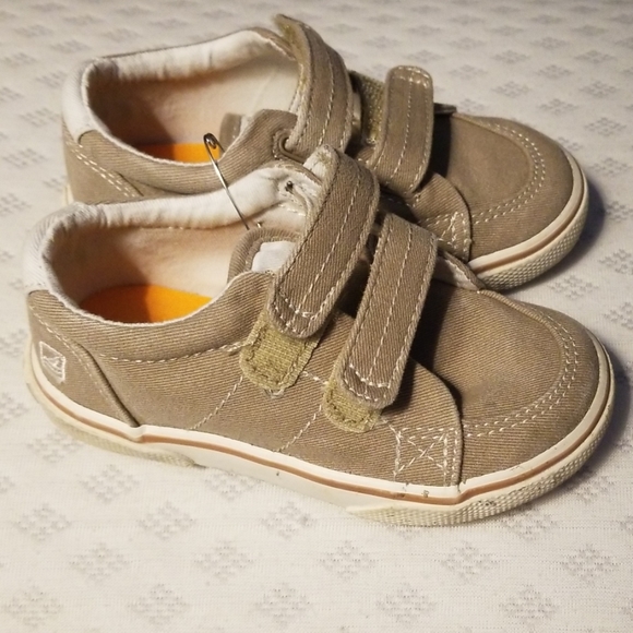 Sperry topsider shoes, velcrow, tan, brown - Picture 3 of 3
